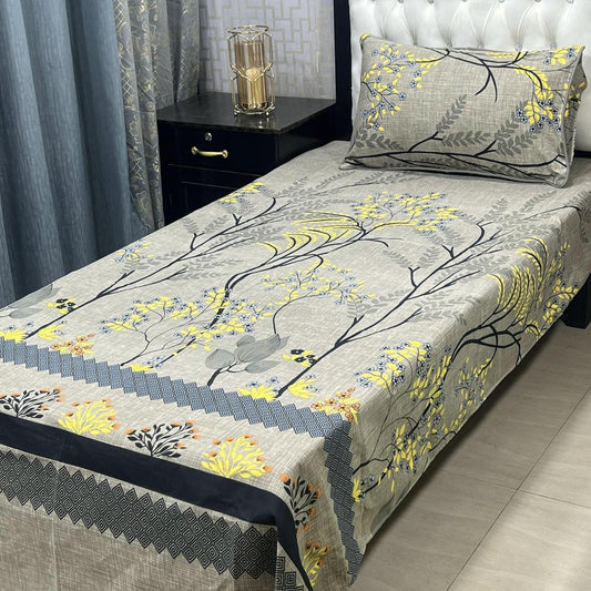 2 Pieces Crystal Cotton Printed Single Bed Sheet