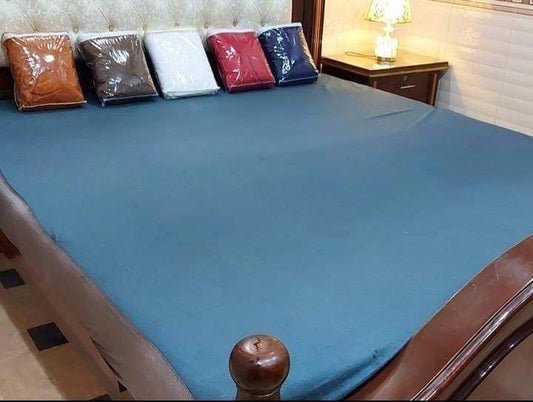 Terry Cotton Plain Double Bed Mattress Cover