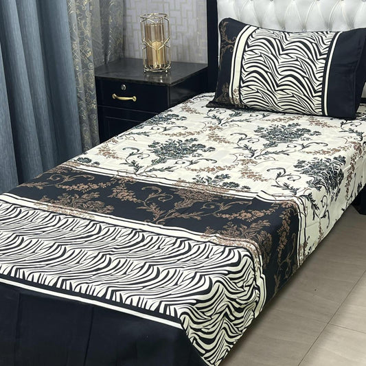 2 Pieces Crystal Cotton Printed Single Bed Sheet