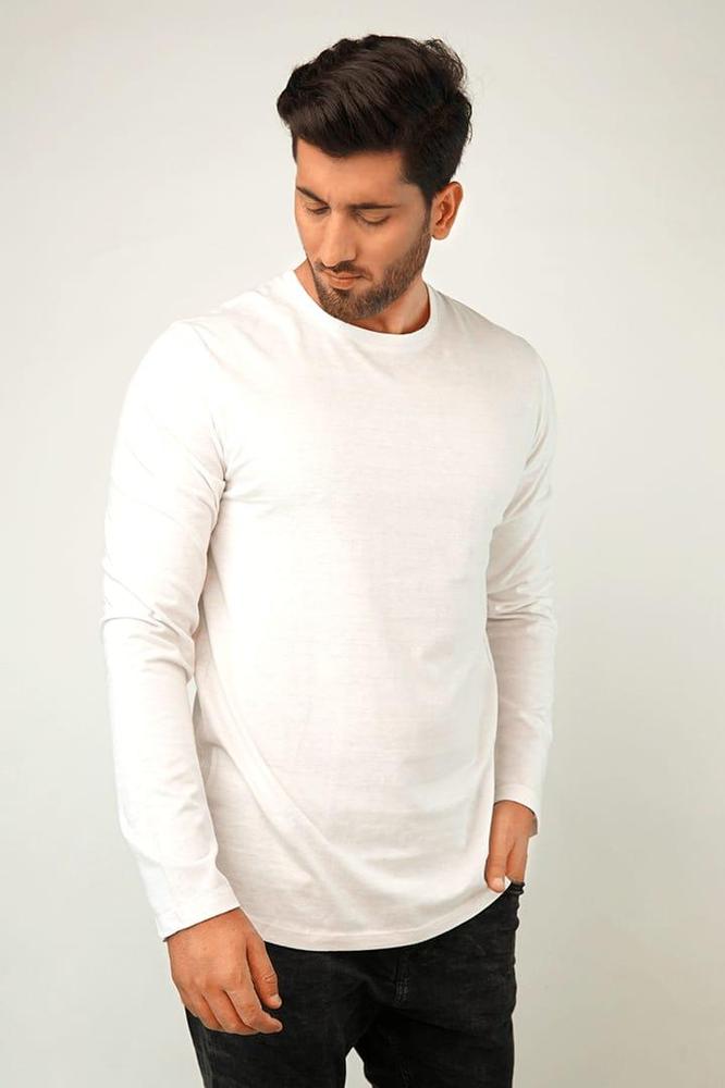 1 Piece Men's Stitched Jersey Plain T Shirt White