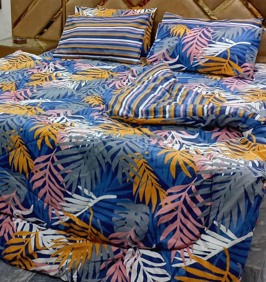 6 Pieces Cotton Salonica Printed Double Bed Razai Set