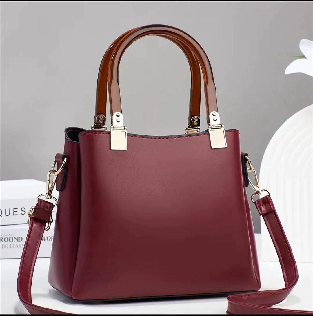 Leather Plain Shoulder Bag For Women