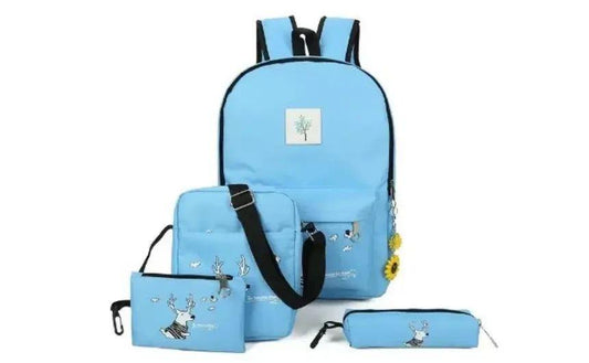 4 Piece Set Of Nylon Printed Backpacks