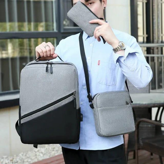 3 In 1 Set Of Laptop Bag With Usb Port Backpack