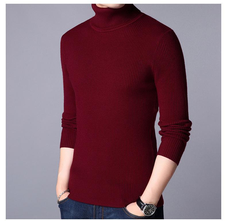 1 Piece Men's Ribbed Plain Highneck