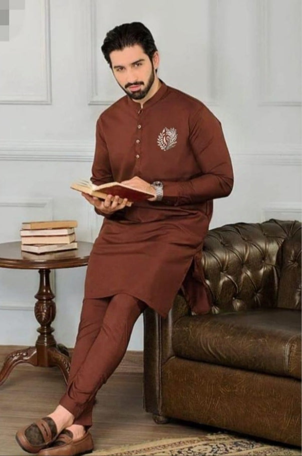 Stitched Wash And Wear Plain Suit For Men